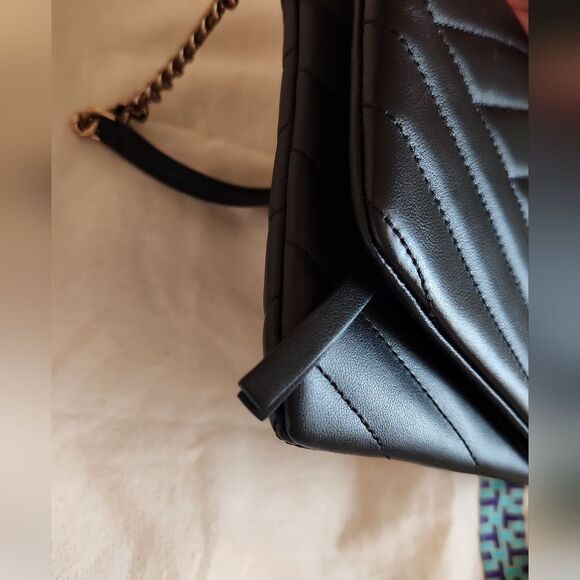 Tory Burch Kira Black Leather Shoulder Bag / Clutch - Picture 9 of 11